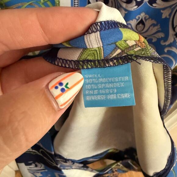 J. McLaughlin Belinda Dress Heraldic Patchwork Print Sleeveless Blue Size 6 NEW - Picture 8 of 8